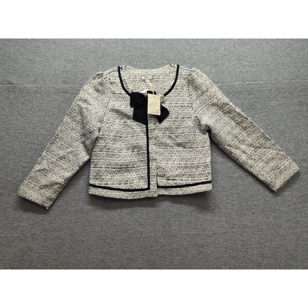 Livly‎ Girls Jacket 6-7Y Black Open Front Long Sleeve Bow Detail Comfort Outdoor